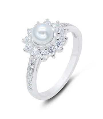 5mm Pearl With CZ Silver Ring NSR-2895